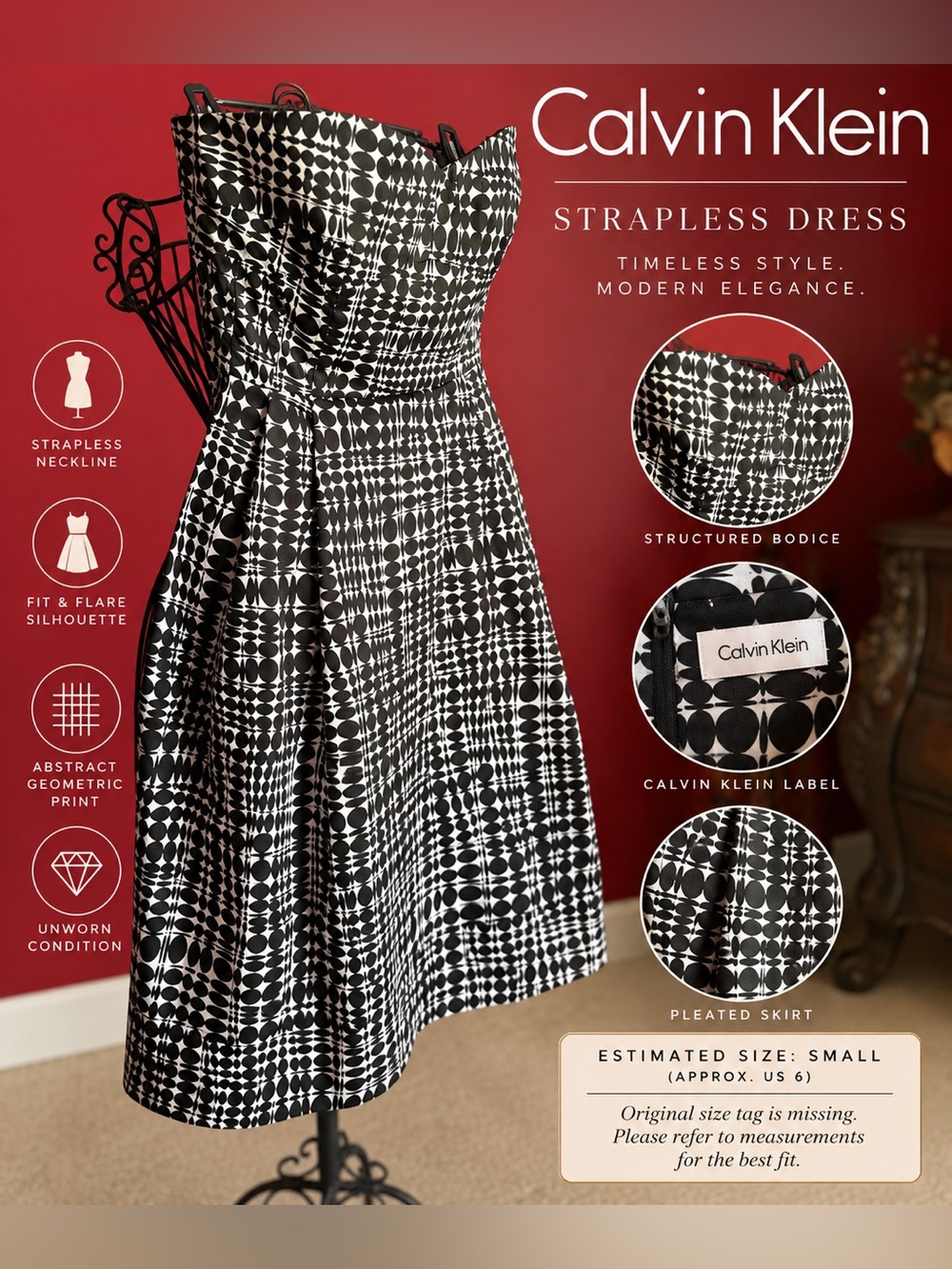 Calvin Klein NTW | Strapless Fit-and-Flare Dress